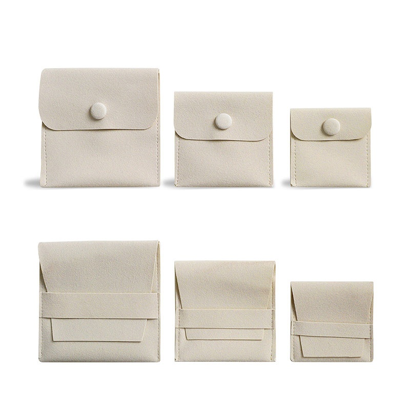 Sand Beige microfiber snap and envelope pouches